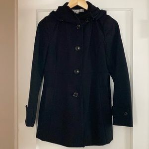 Kenneth Cole black coat, with removable hood